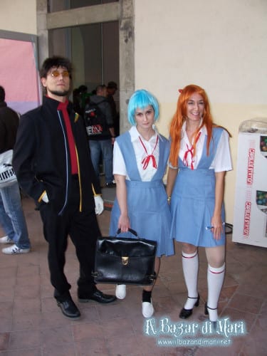 Gendo, Rei e Asuka ("Neon Genesis Evangelion")